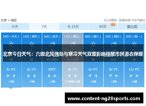 北京今日天气：六级北风强劲与寒冷天气双重影响提醒市民添衣保暖